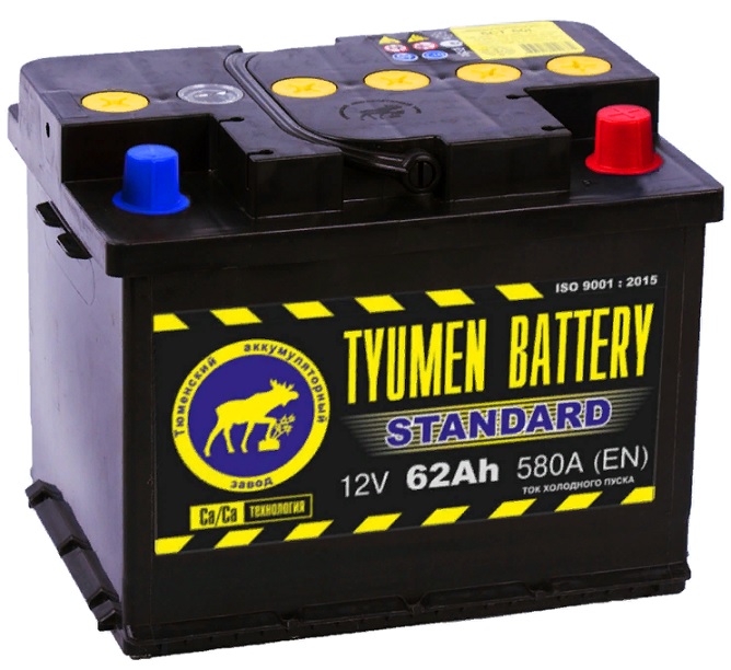 Аккумулятор TYUMEN BATTERY STANDARD 62 А/ч 580 А обр. пол. Евро авто (242x175x190)