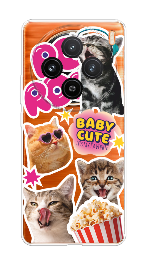 

Чехол на Vivo X100 "Popcorn cats", Серый;коричневый;розовый, 2611750-1