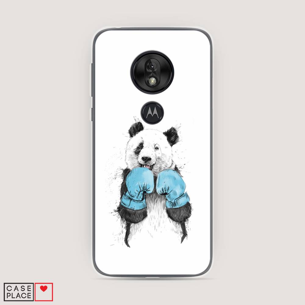 

Чехол на Motorola Moto G7 Play "Панда боксер", Голубой;белый;серый, 241250-1
