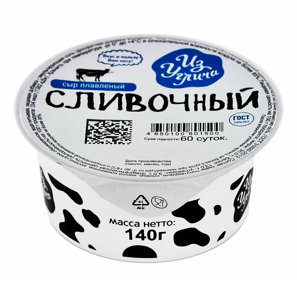 

Сыр плавленый Из Углича Сливочный 60% 140 г