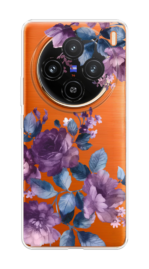 

Чехол на Vivo X100 "Purple Blossoms", Синий;фиолетовый, 2611750-1