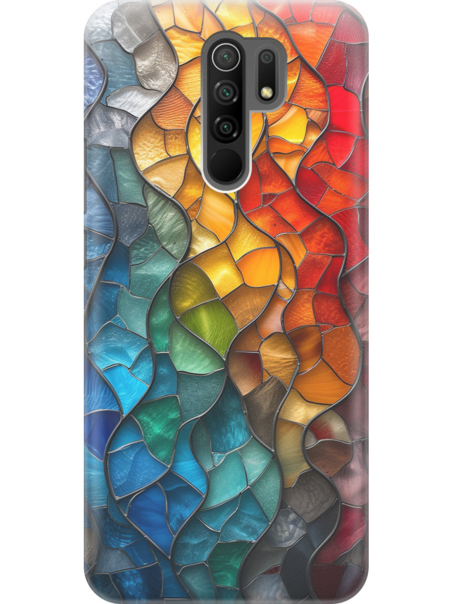 

Силиконовый чехол на Xiaomi Redmi 9 с принтом "Разноцветный витраж", Прозрачный;желтый;синий;черный, 723276731