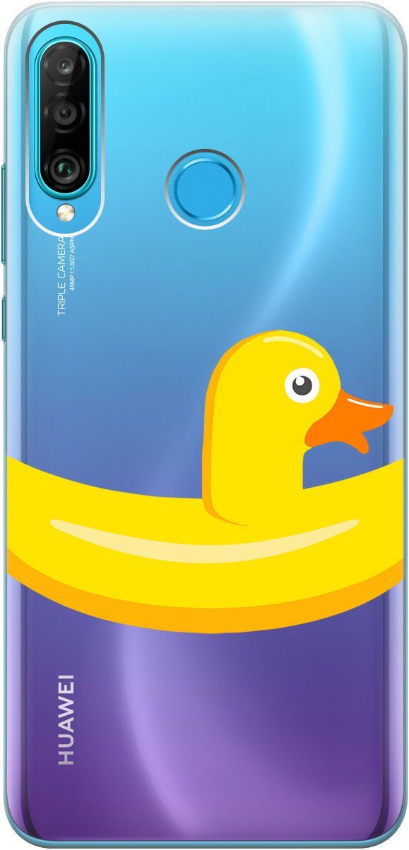 

Чехол на Honor 20 Lite/20s/Huawei P30 Lite "Duck Swim Ring" прозрачный, Прозрачный;белый, 5256