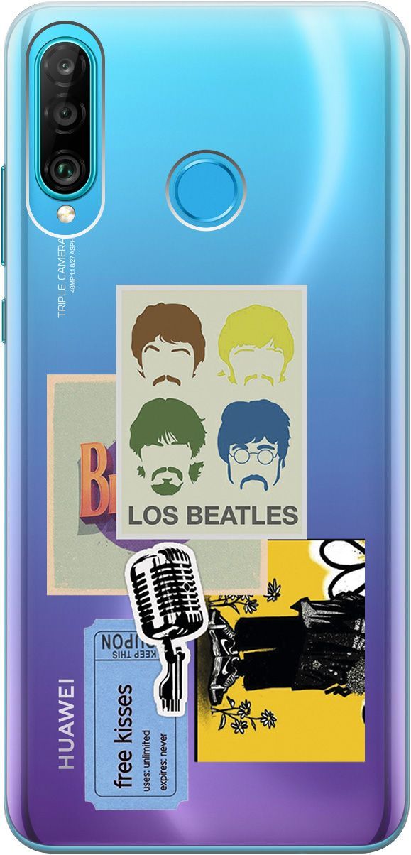 

Чехол на Honor 20 Lite/20s/Huawei P30 Lite "Beatles Stickers" прозрачный, Прозрачный;бежевый, 5256