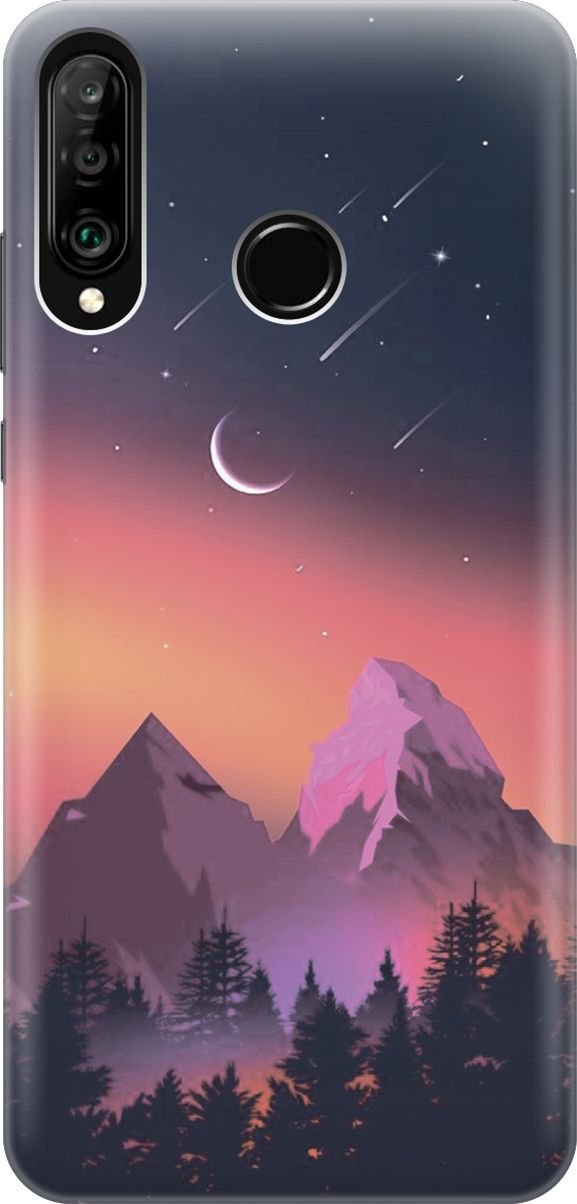 

Чехол на Honor 20 Lite/20s/Huawei P30 Lite "Горы и звездопад", Оранжевый;черный, 5906