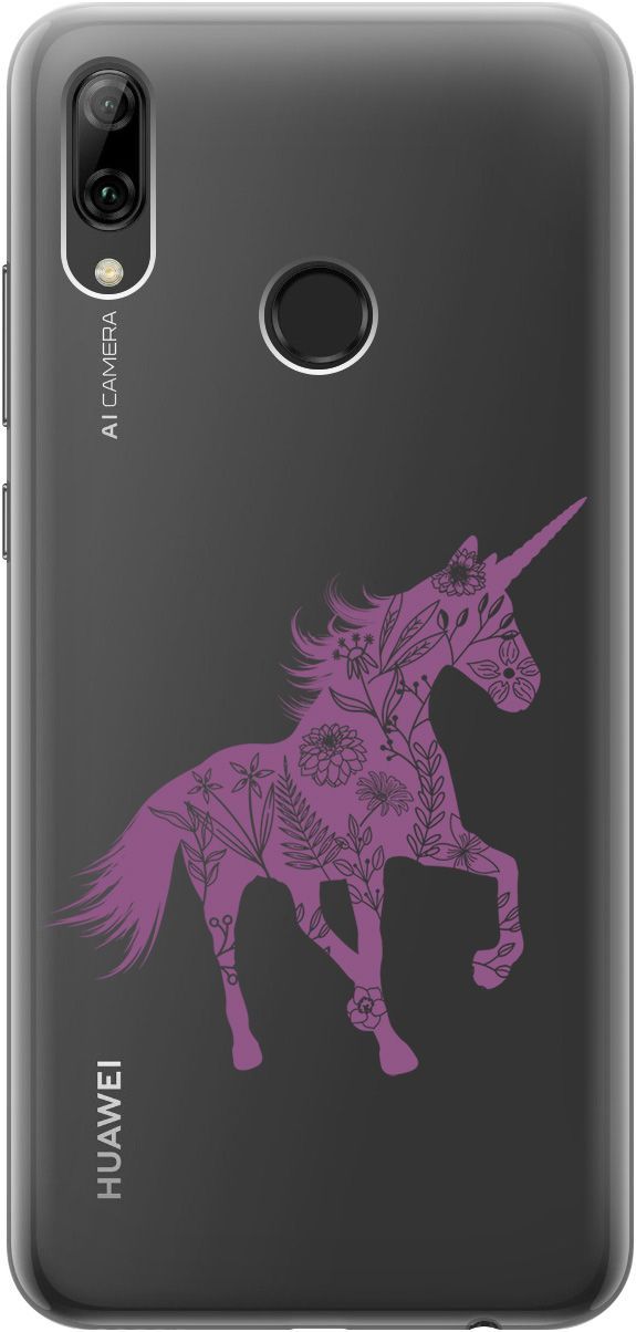 

Чехол на Honor 10 Lite/Huawei P Smart (2019) "Floral Unicorn" прозрачный, Прозрачный;фиолетовый, 5242