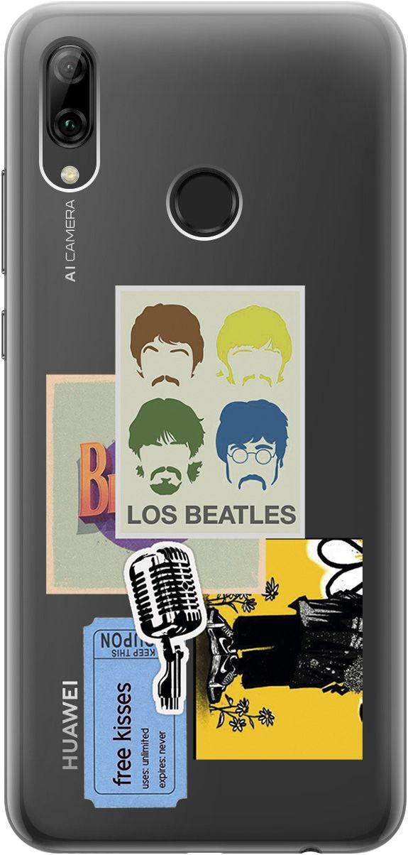 

Чехол на Honor 10 Lite/Huawei P Smart (2019) "Beatles Stickers" прозрачный, Прозрачный;бежевый, 5242