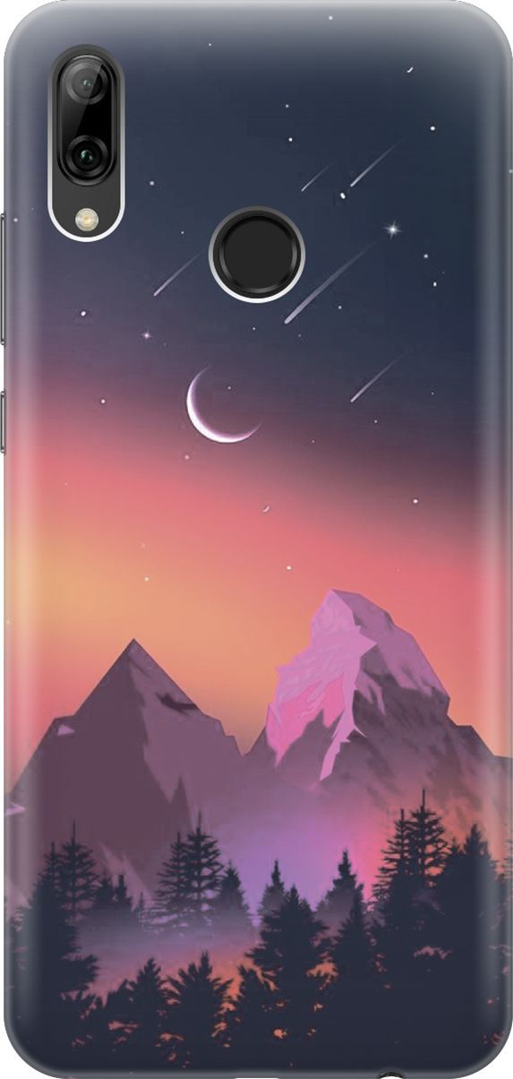 

Чехол на Honor 10 Lite/Huawei P Smart (2019) "Горы и звездопад", Оранжевый;черный, 5886