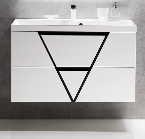 

Тумба для комплекта BelBagno VITTORIA-1000-2C-SO-BNL bianco/nero lucido, Белый;черный