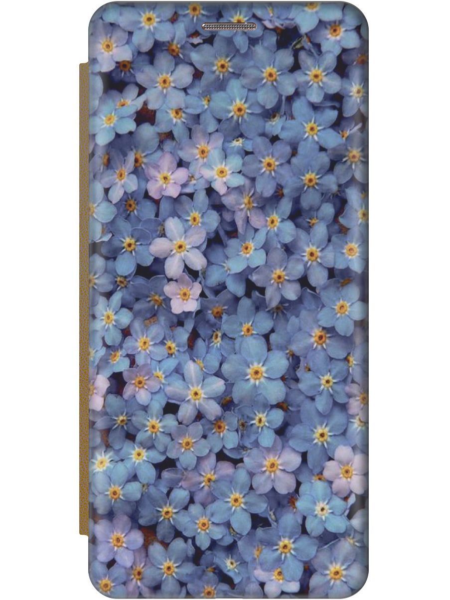 

Чехол на Huawei P20 Lite/Nova 3e "Голубые фиалки" золотистый, 9164