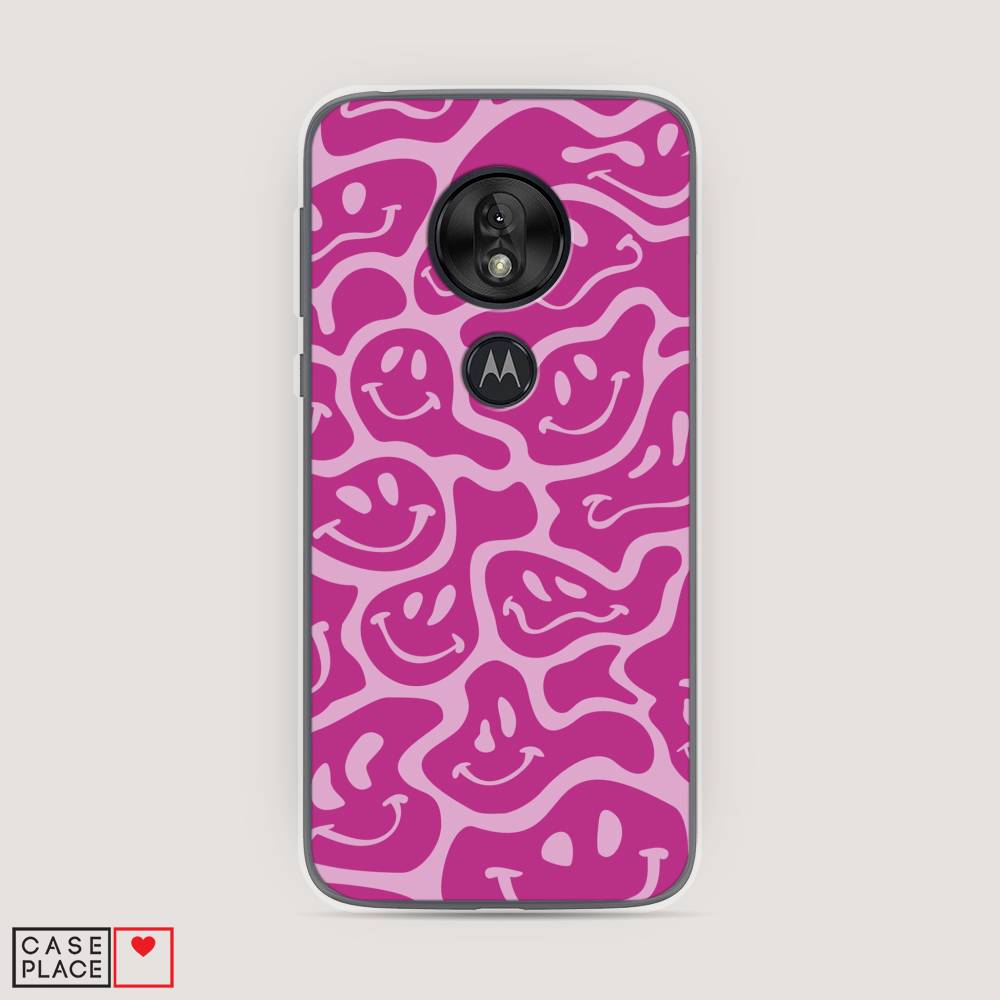 

Чехол на Motorola Moto G7 Play "Расплывчатые смайлики розовые", Фиолетовый, 241250-6