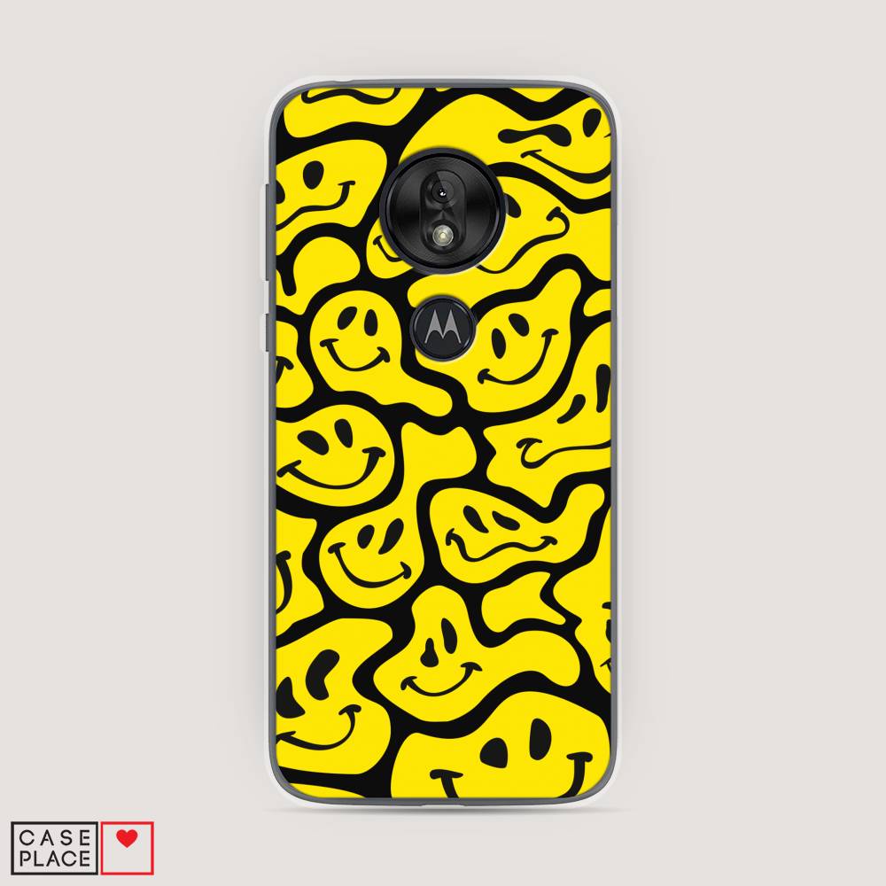

Чехол на Motorola Moto G7 Play "Расплывчатые смайлики желтые", Черный;желтый, 241250-6