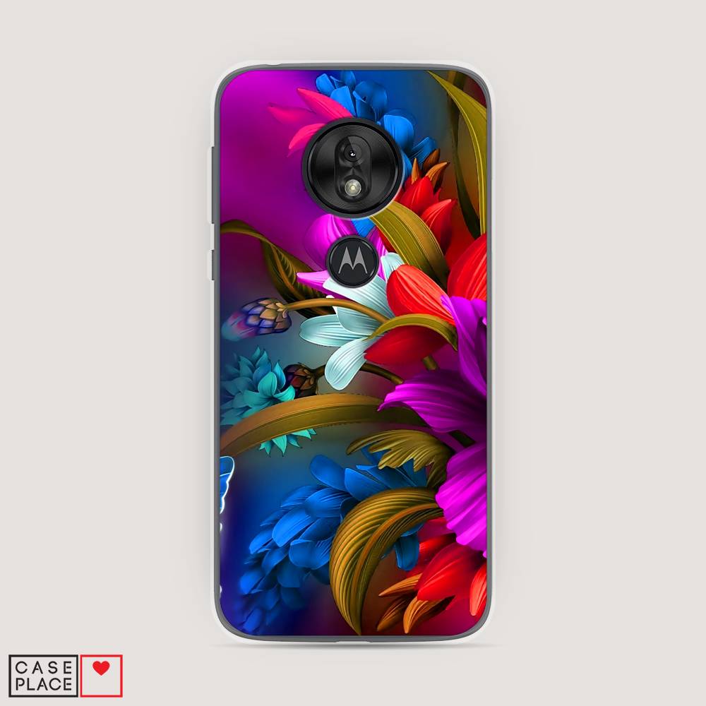 

Чехол на Motorola Moto G7 Play "Фантастические цветы", Фиолетовый;красный;синий, 241250-2