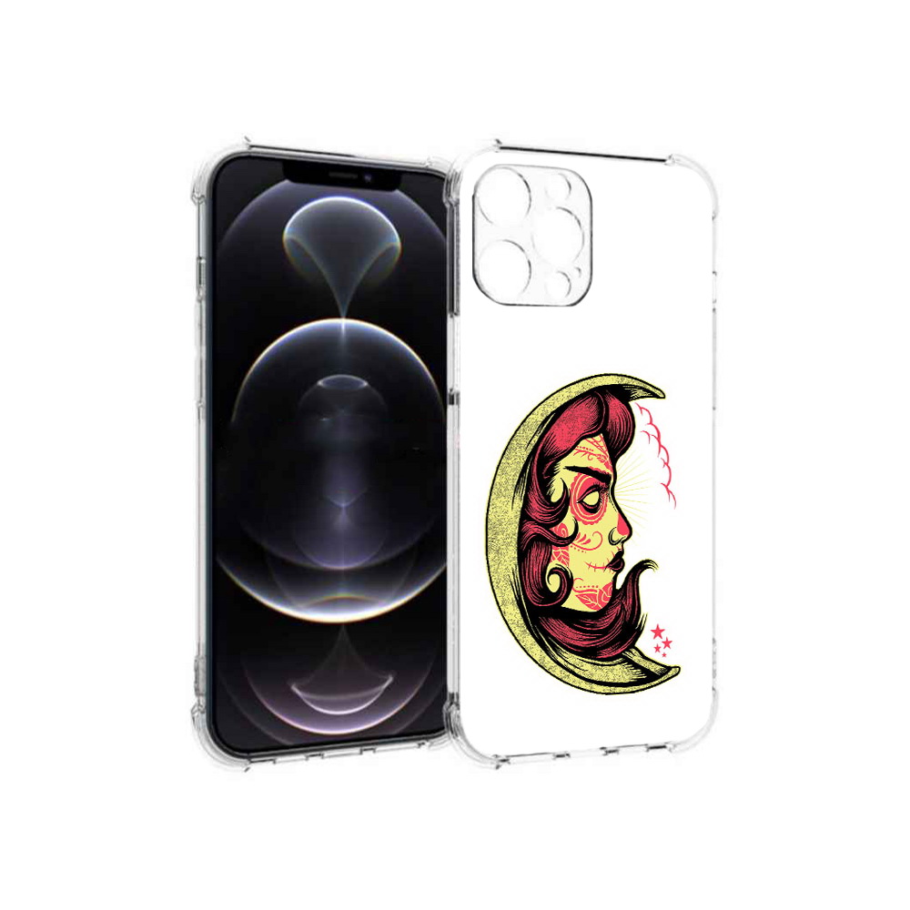 

Чехол MyPads Tocco для Apple iPhone 13 Pro Max желтый полумесяц с лицом девушки, Прозрачный, Tocco