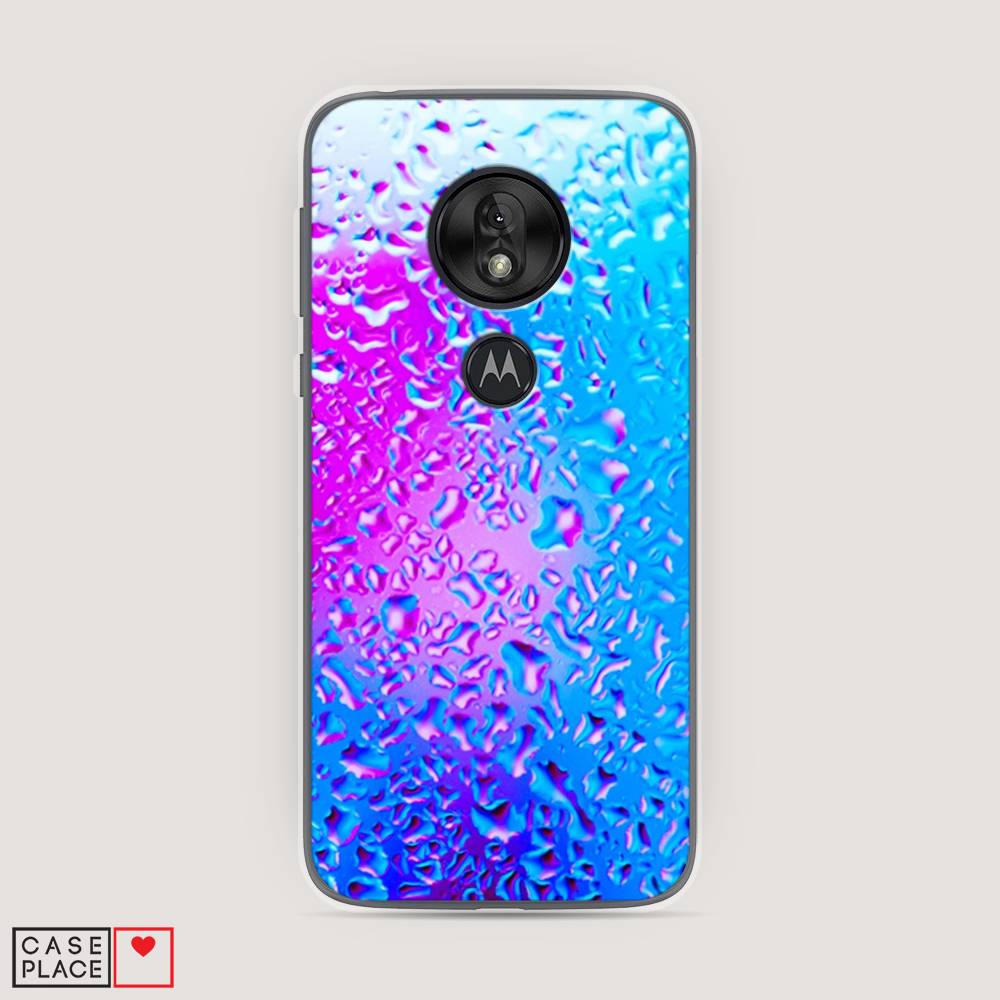 

Чехол на Motorola Moto G7 Play "Капли на стекле", Голубой;розовый, 241250-3