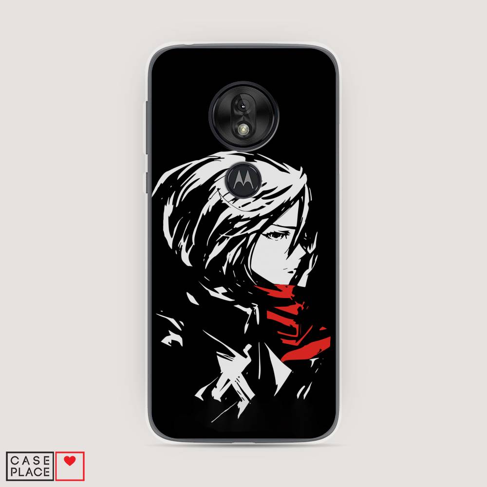 

Чехол на Motorola Moto G7 Play "Микаса минимализм", Черный;серый;красный, 241250-4