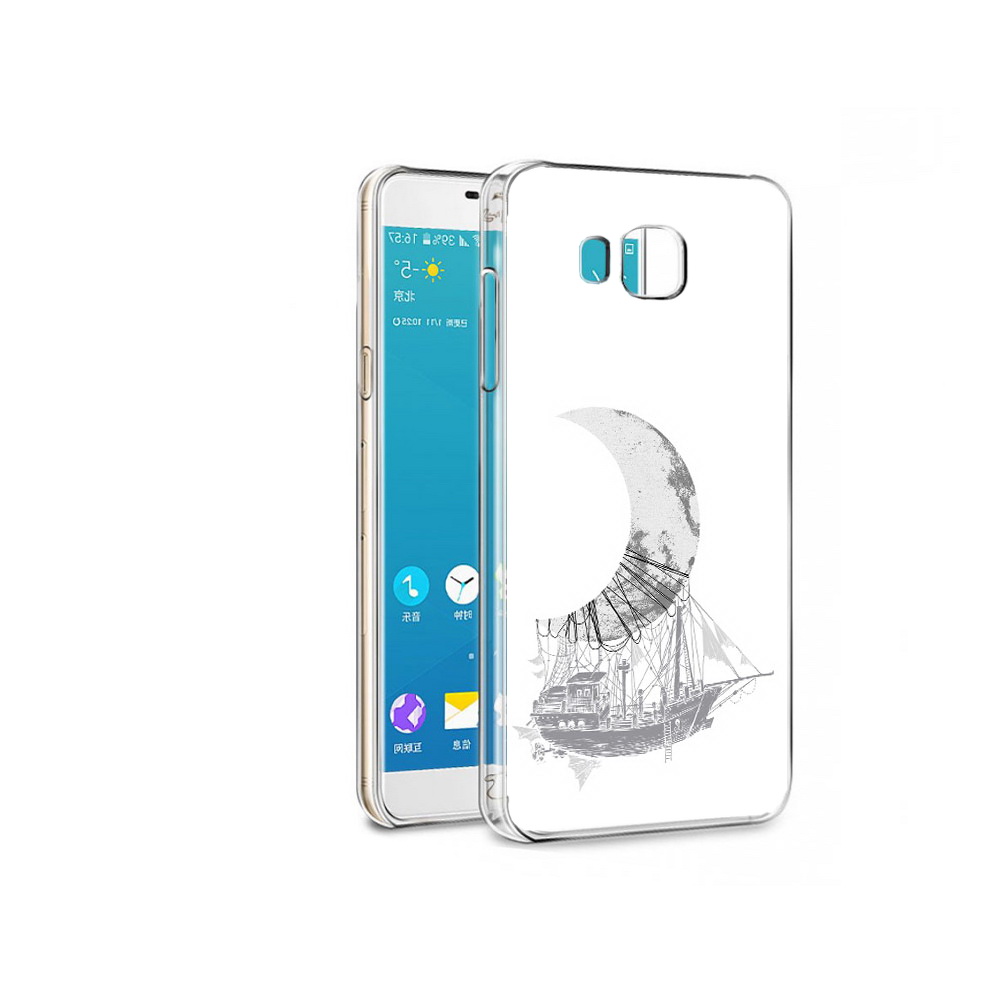

Чехол MyPads Tocco для Samsung Galaxy C7 Pro черно белый корабль полумесяц, Прозрачный, Tocco