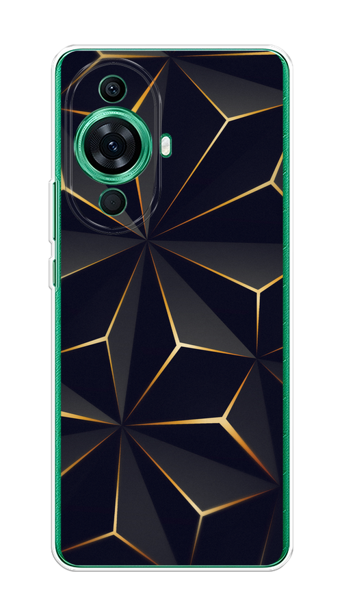 

Чехол на Huawei Nova 11 Pro "Черные полигоны", Золотистый;черный, 6121350-3