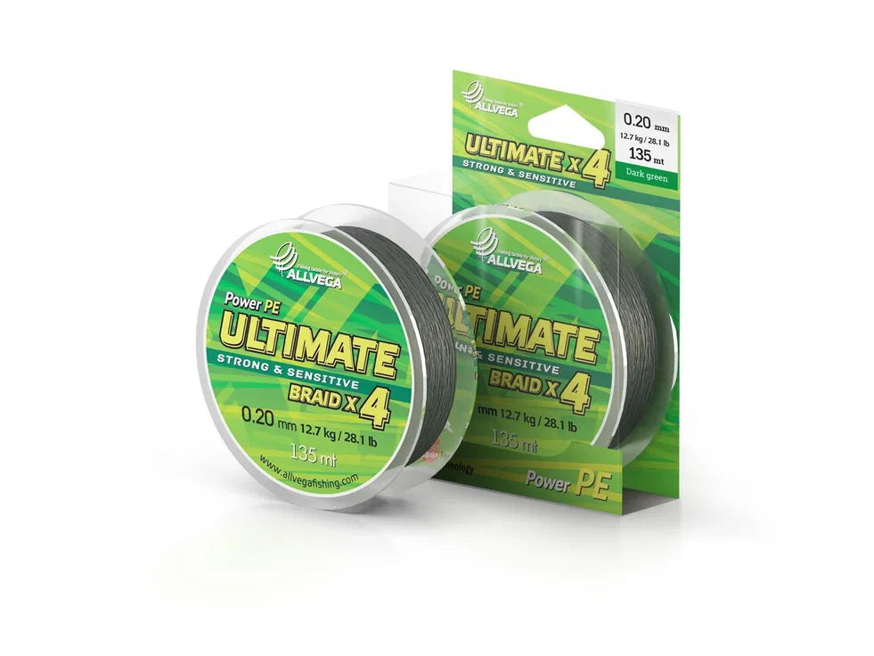 

Шнур плетёный Allvega Ultimate 135 м, тёмно-зелёный, 12,7 кг, Зеленый