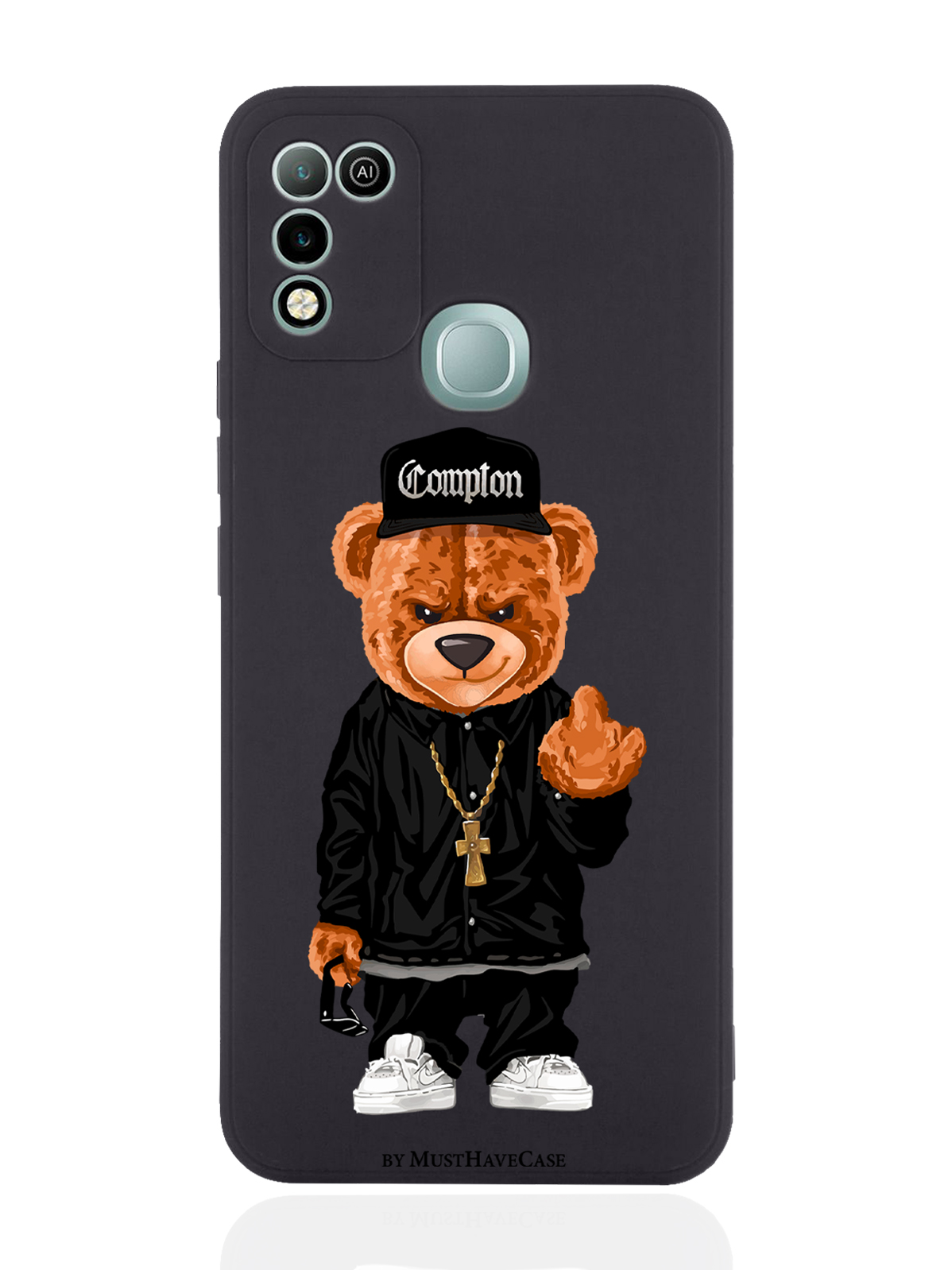

Чехол MustHaveCase для Infinix Hot 11 Play Мишка Compton черный, Коричневый;черный;белый