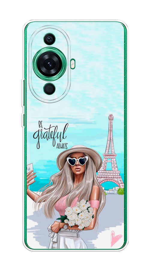 

Чехол на Huawei Nova 11 Pro "Селфи Париж", Голубой;бежевый, 6121350-6