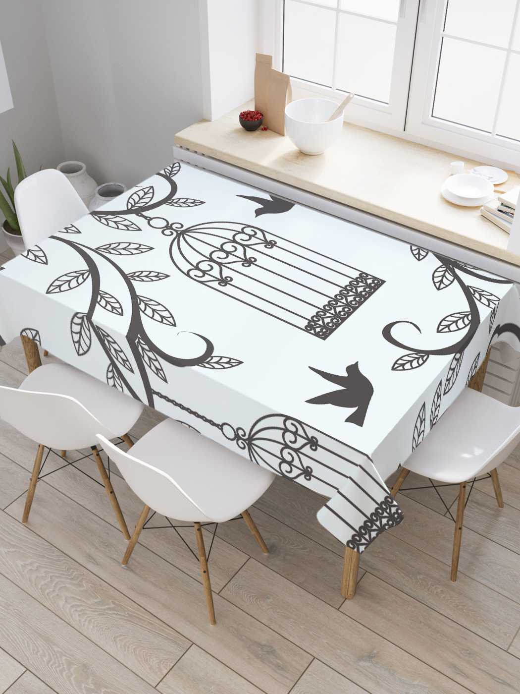 

Скатерть прямоугольная JoyArty "Птицы гости" из сатена, 180x145 см, Черный, Птицы гости