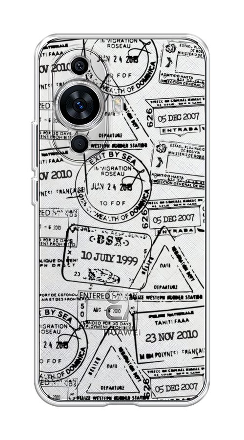 

Чехол на Huawei Nova 11 "Visa stamps 2", Белый;черный;серый, 6121250-2