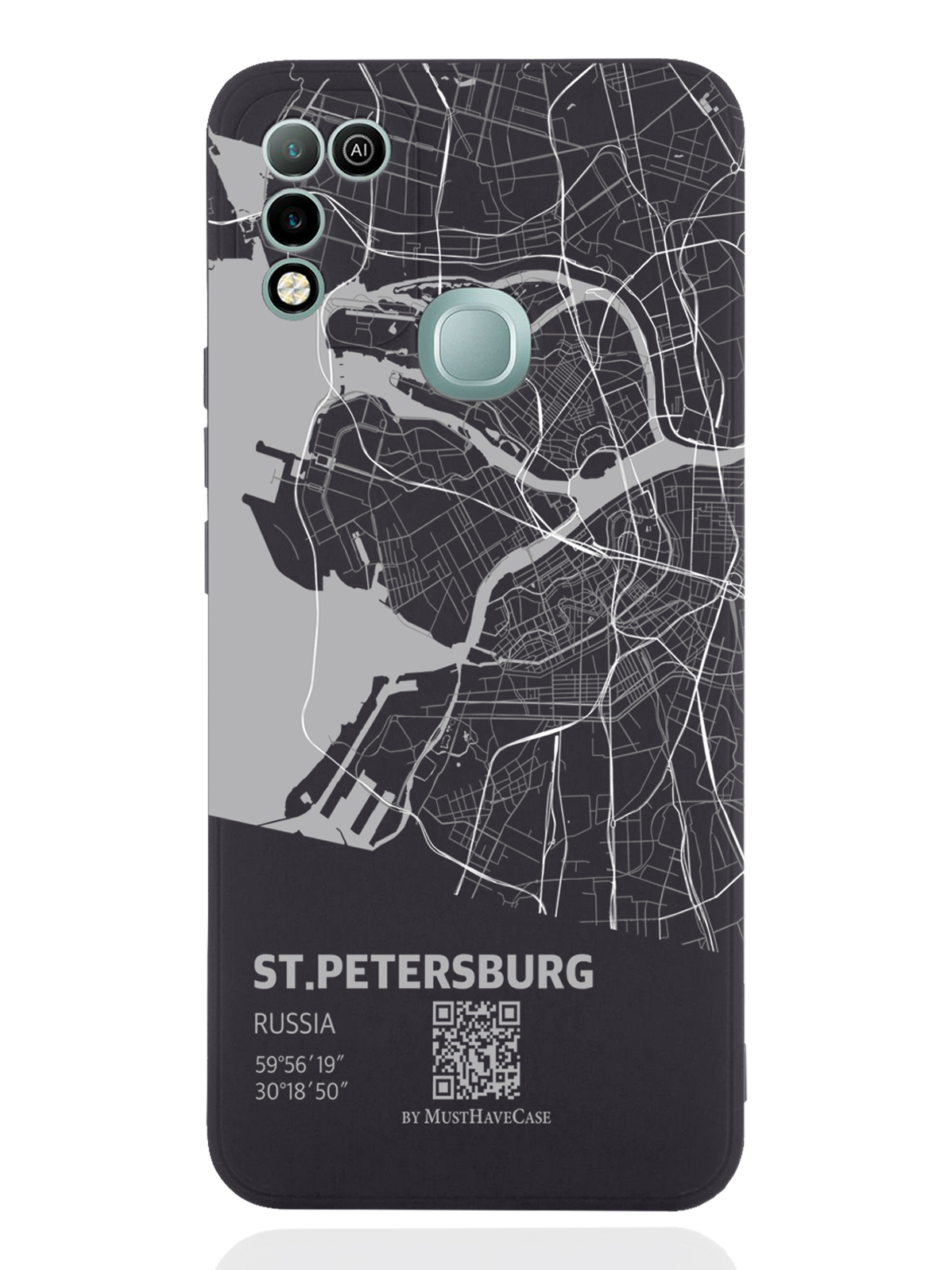 

Чехол MustHaveCase для Infinix Hot 11 Play Карта Санкт-Петербурга черный, Серый;черный