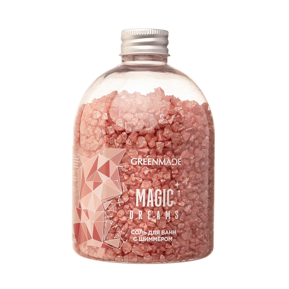 Соль для ванн с шиммером Magic dreams Greenmade 500 г greenmade соль для ванн с шиммером розовая magic dreams слива и сакура 500
