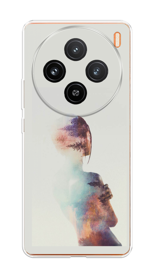 

Чехол на Vivo X100 "Девушка-лес", Розовый;голубой;серый, 2611750-1