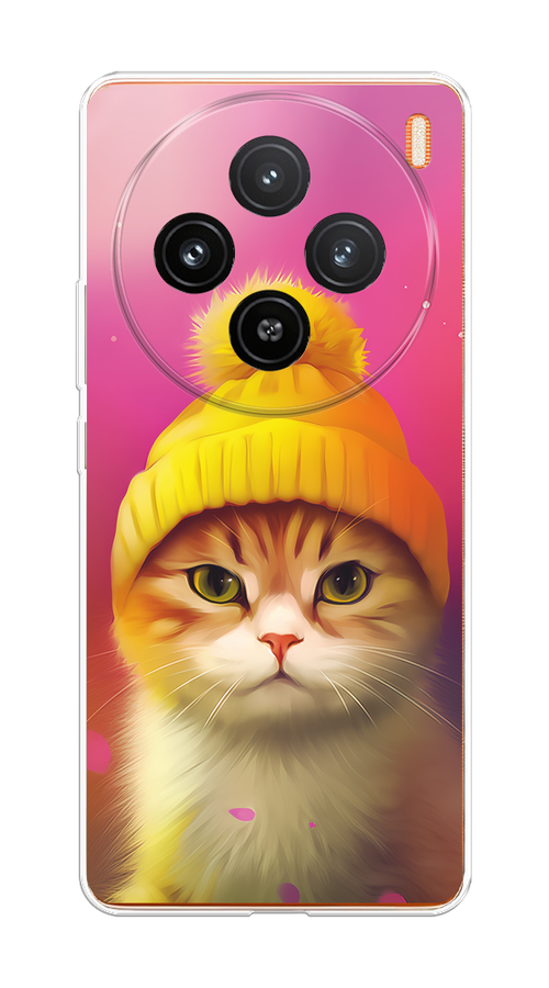 

Чехол на Vivo X100 "Котик в шапочке", Розовый;желтый;бежевый, 2611750-1