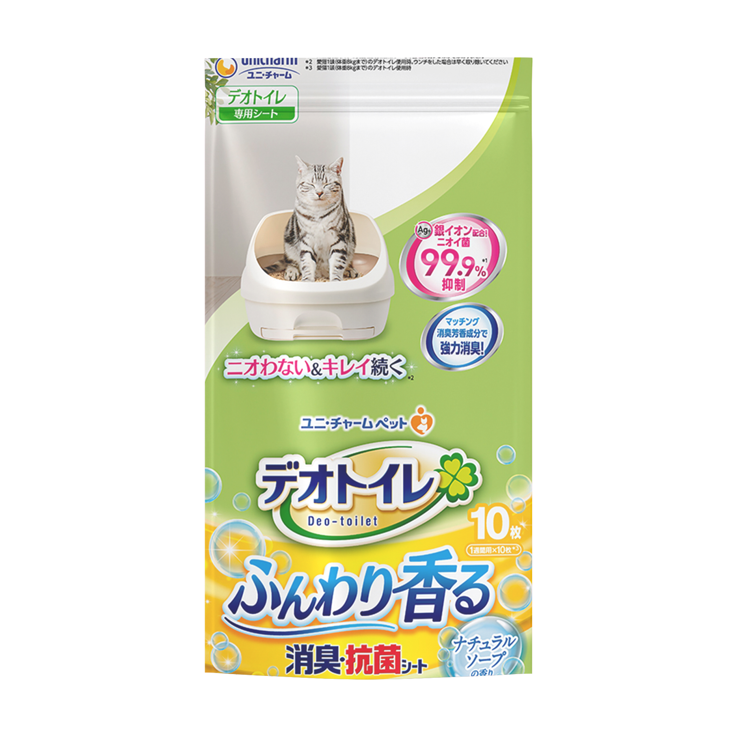 Пеленки для cистемных туалетов для кошек Unicharm DeoToilet, аромат душистое мыло, 10 шт