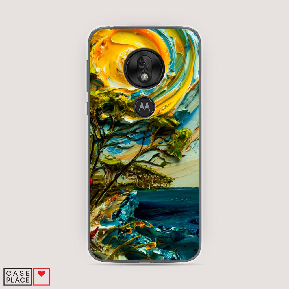 

Чехол на Motorola Moto G7 Play "Солнце живопись", Желтый;синий, 241250-4