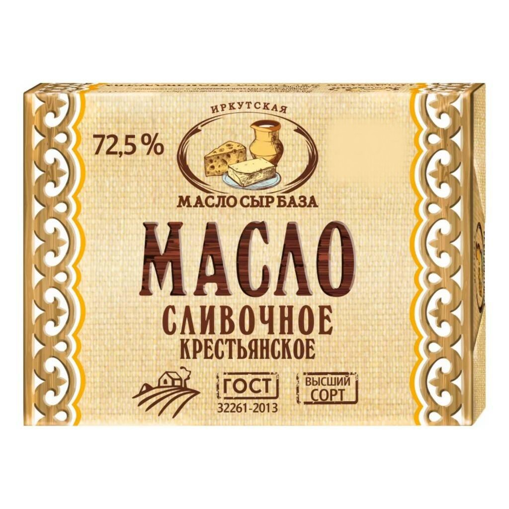 

Сливочное масло Иркутская маслосырбаза Крестьянское 72,5% 170 г