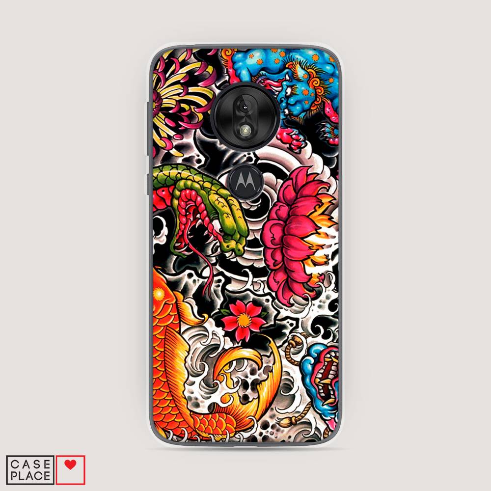 

Чехол на Motorola Moto G7 Play "Японское искусство", Красный;оранжевый;голубой, 241250-4