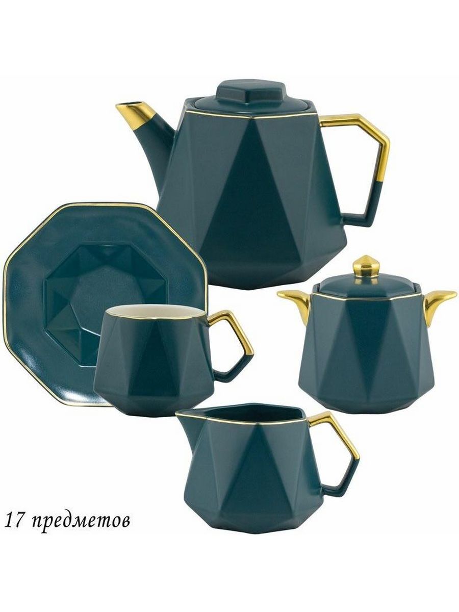 

Чайный сервиз Lenardi 17 пр. 220 мл, Зеленый