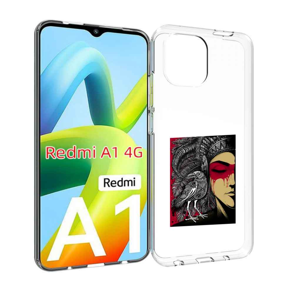 

Чехол Mypads Девушка С Вороном В Абстракции Для Xiaomi Redmi A1, Прозрачный, Tocco