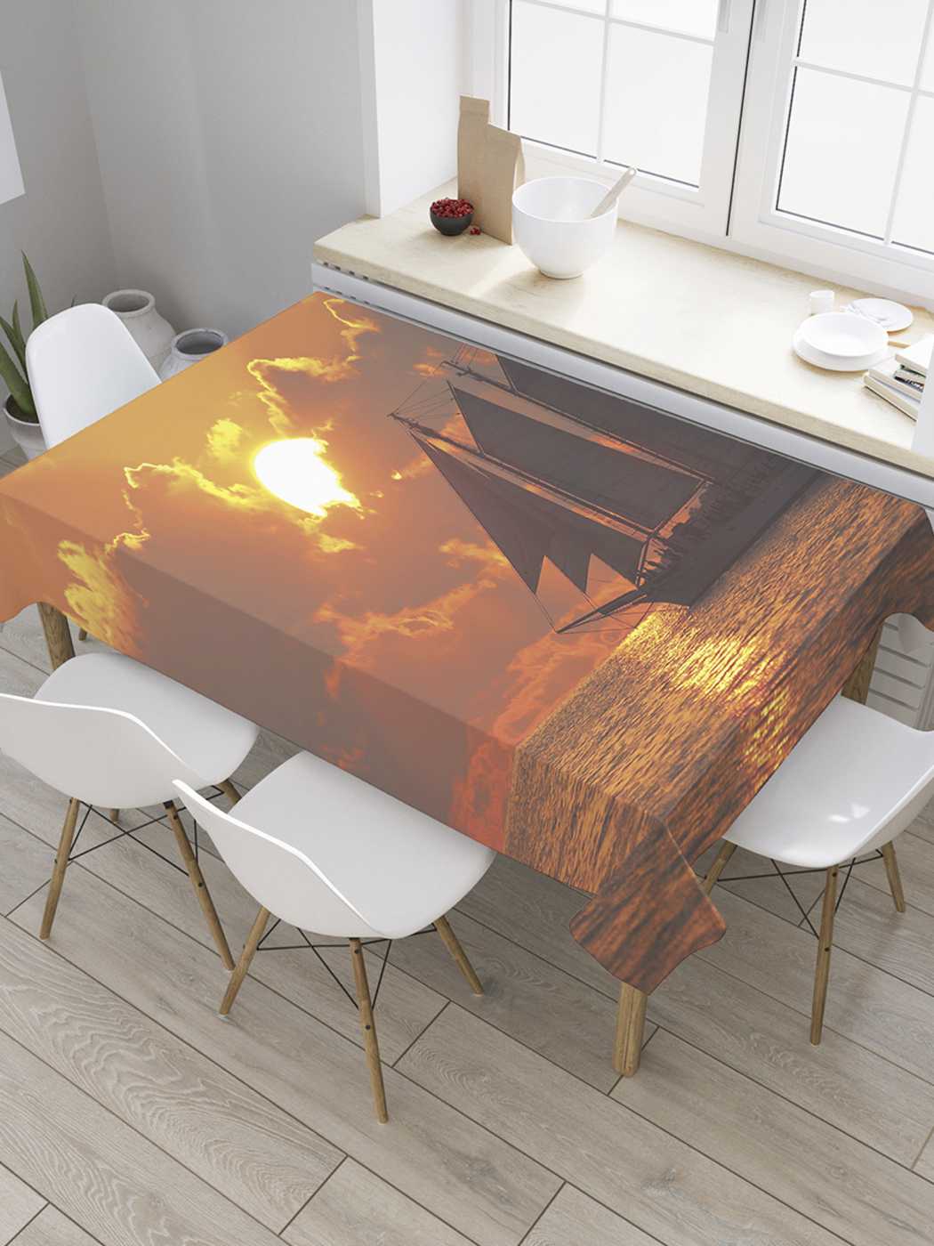 

Скатерть прямоугольная JoyArty "Тихий закат" из сатена, 120x145 см, Тихий закат