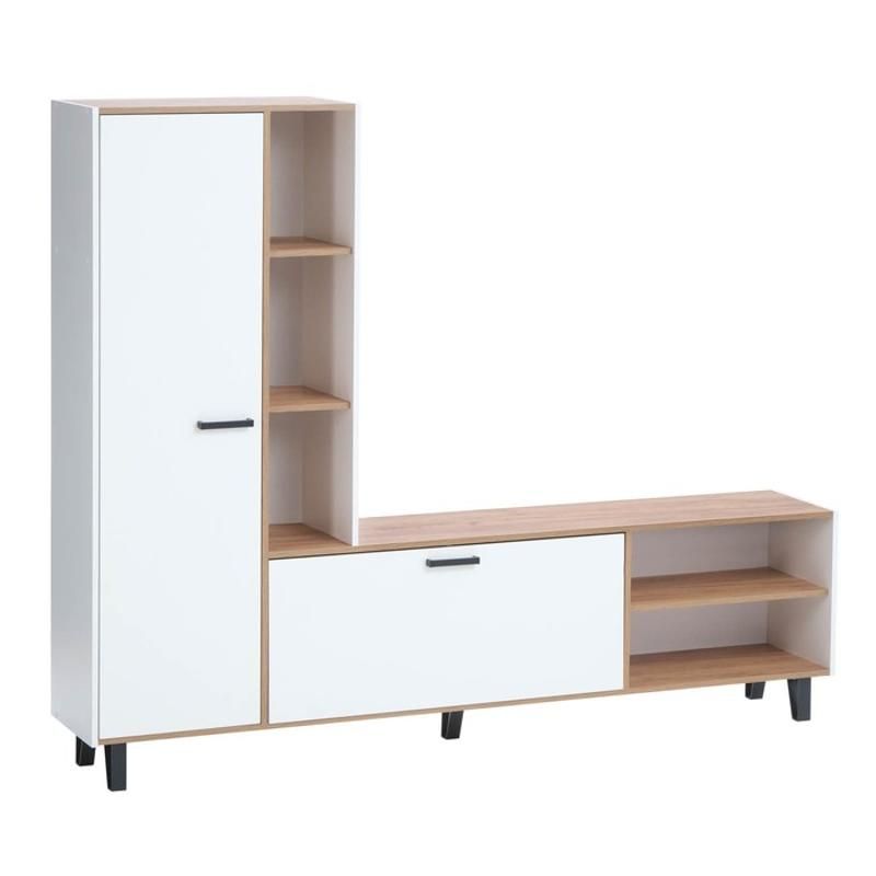 

Стенка в гостиную Анриал 210x35x170 дуб крафт золотой/белый
