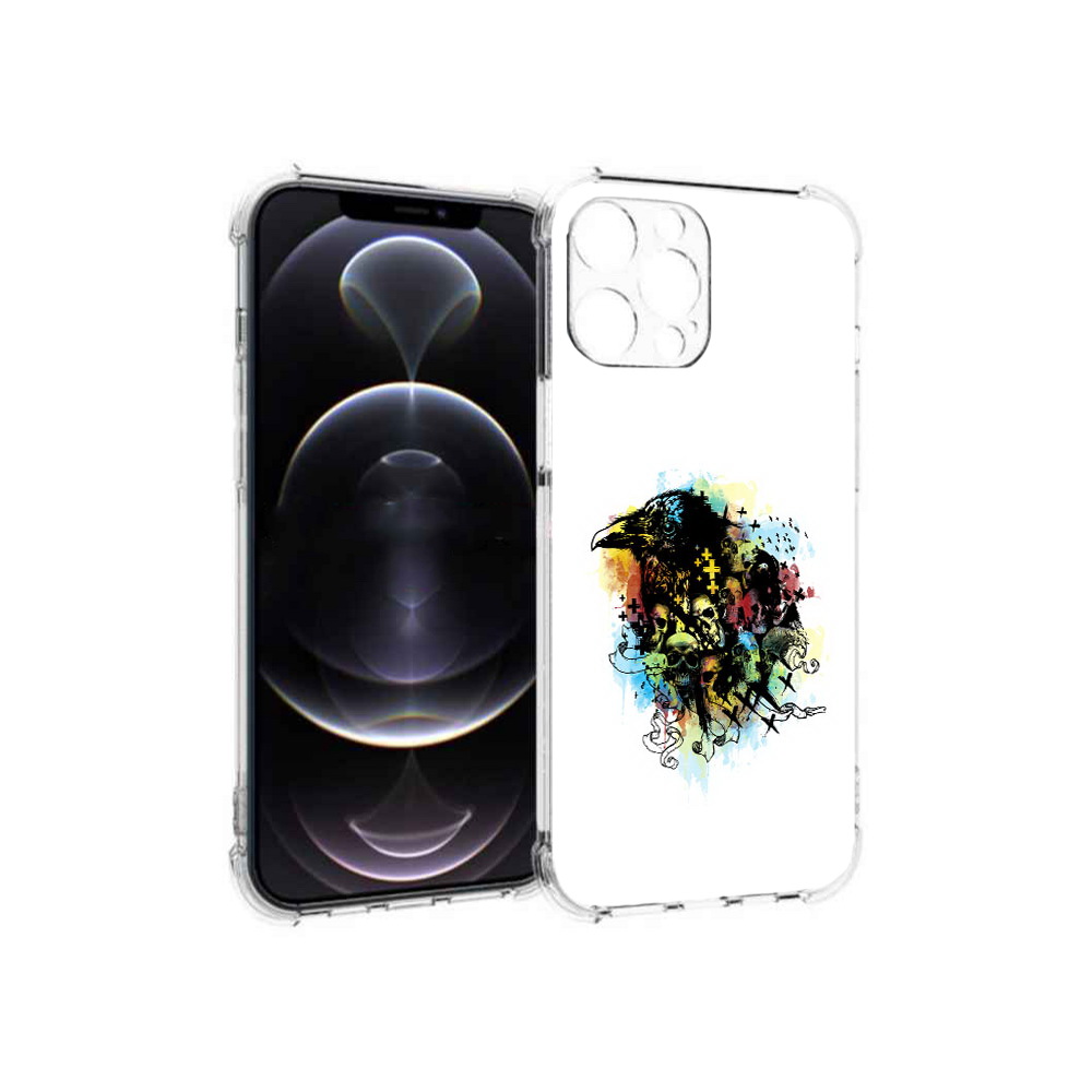 

Чехол MyPads Tocco для Apple iPhone 13 Pro Max ворон и черепа (PT163170.617.273), Прозрачный, Tocco
