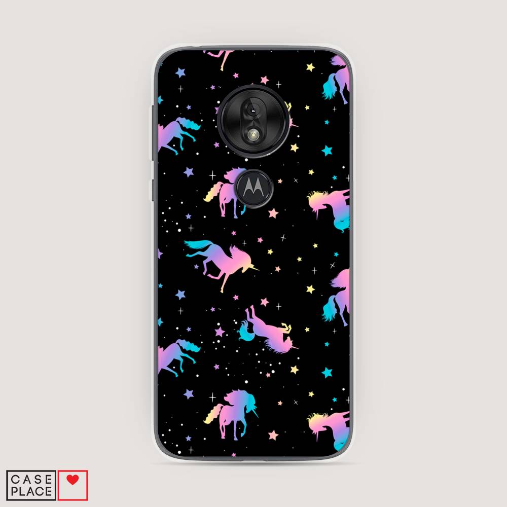 

Чехол на Motorola Moto G7 Play "Единороги градиент", Черный;розовый;голубой, 241250-1
