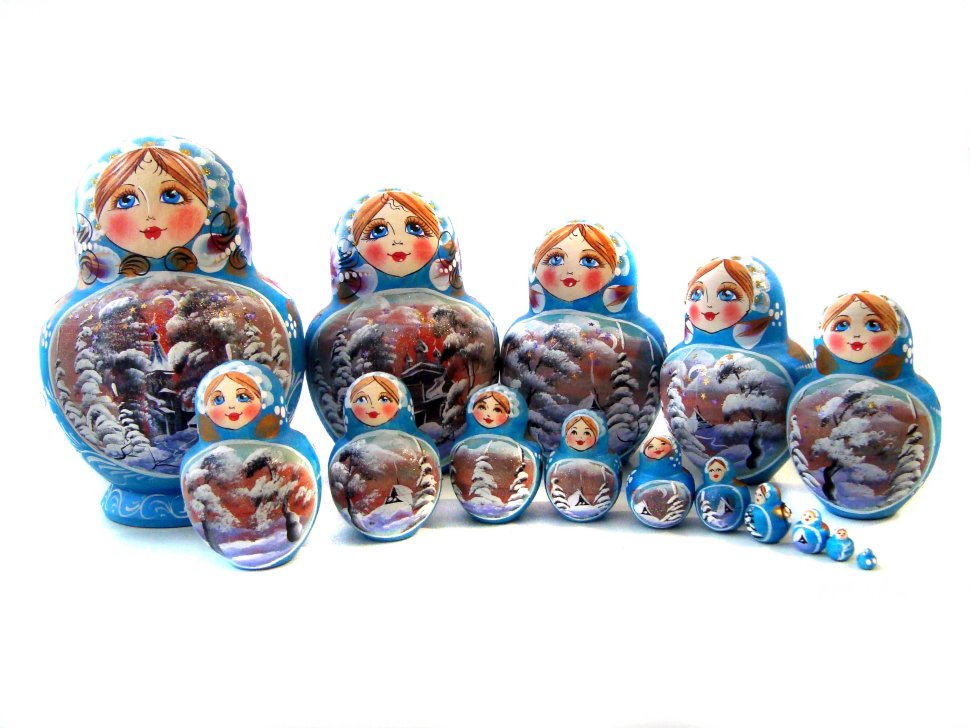

Матрёшка "Зимний пейзаж" (15 мест, 18 см)