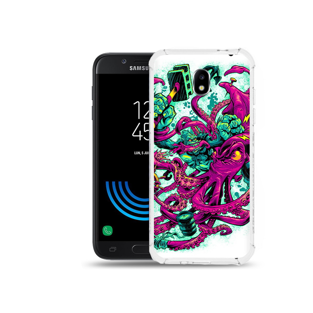 

Чехол MyPads Tocco для Samsung Galaxy J5 (2017) фиолетовый кракен, Прозрачный, Tocco