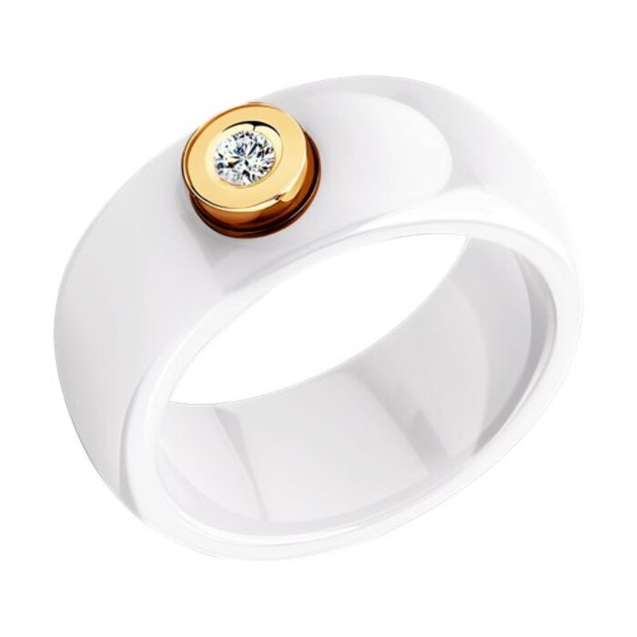 

Кольцо из золота и керамики р. 18 SOKOLOV Diamonds 6015003, бриллиант, 6015003