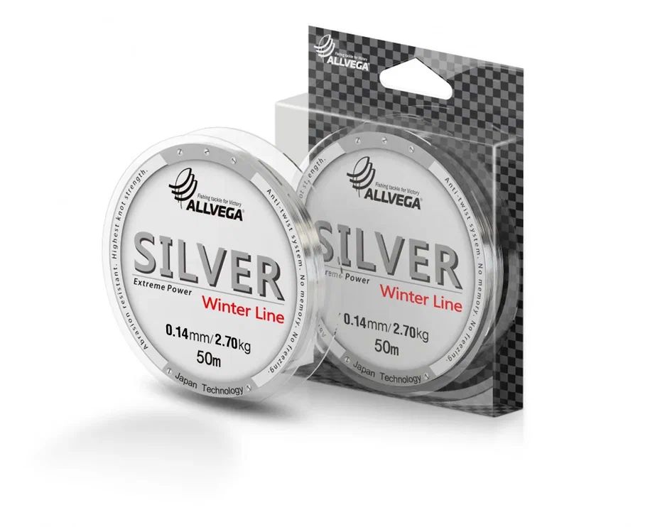

Леска монофильная Allvega Silver 50 м, 0,14 мм 2,70 кг, серебристая, Серебристый