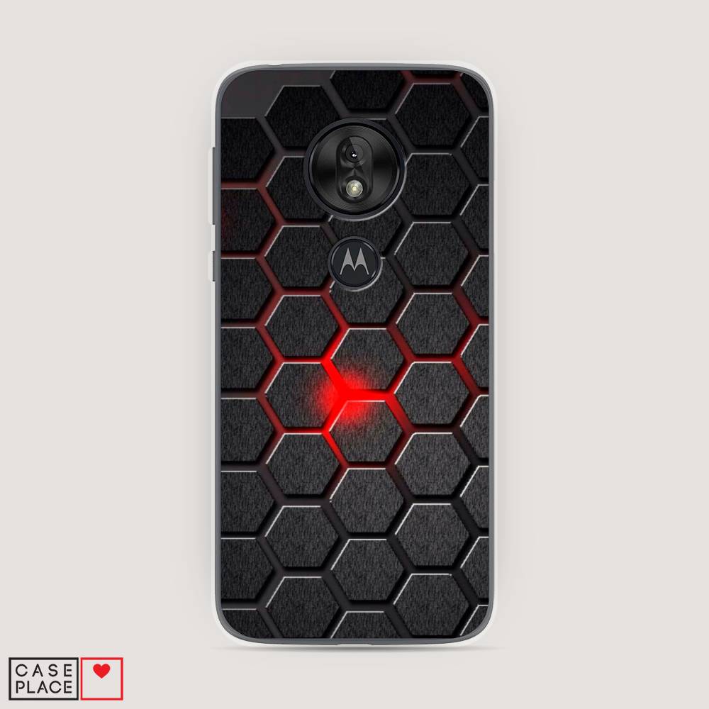 

Чехол на Motorola Moto G7 Play "Соты красные", Красный;черный;серый, 241250-3