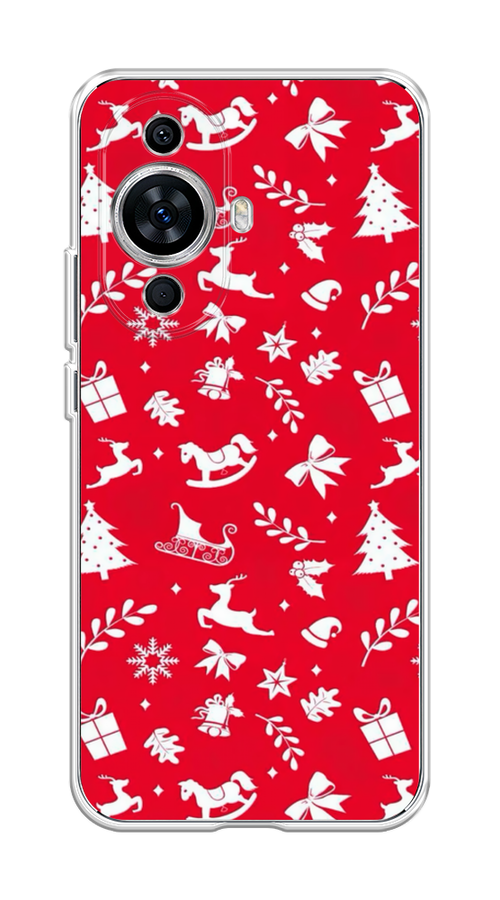 

Чехол на Huawei Nova 11 "Красный новогодний фон", Красный;белый, 6121250-5