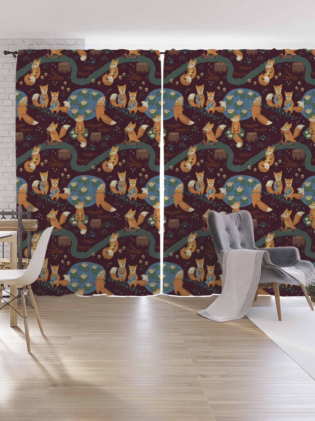 

Шторы под лён JoyArty "Мир лисиц", серия Oxford DeLux, 340х265 см, Мир лисиц