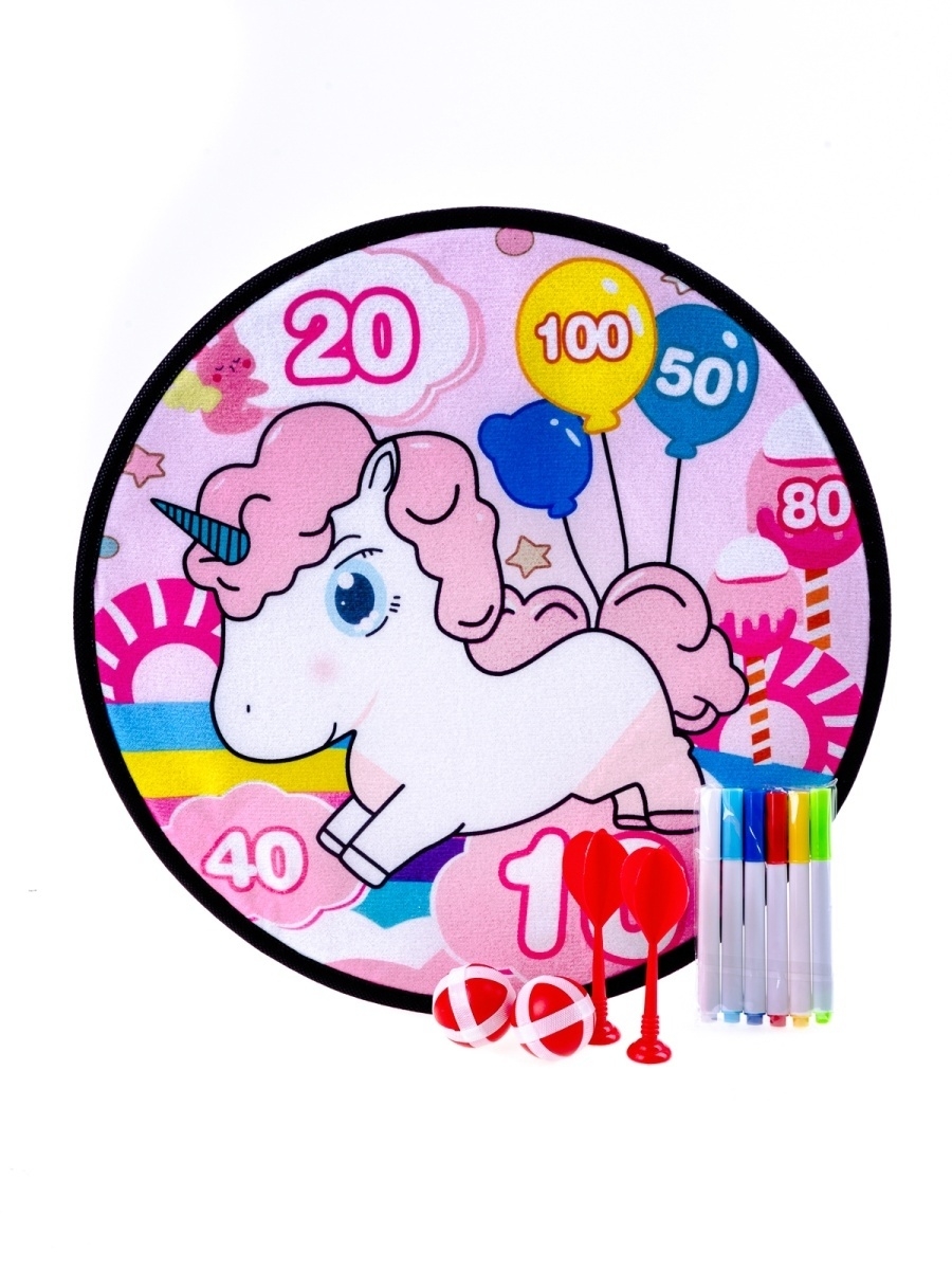 фото Дартс детский baby&kids шарики, липучки, доска для рисования розовый es56524