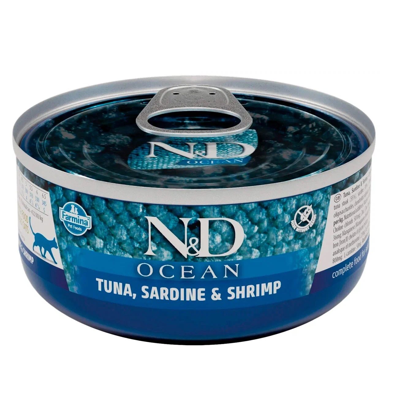 

Консервы для кошек Farmina N&D Ocean, с тунцом, кальмаром и креветками, 70г, N&D Ocean